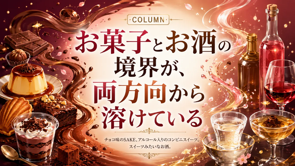 お菓子とお酒の境界が、 両方向から溶けている